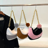 Vintage Faux Fur Chain Hobo Shoulder Crossbody Bag