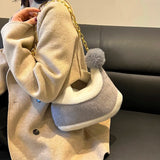 Vintage Faux Fur Chain Hobo Shoulder Crossbody Bag