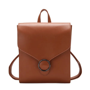 Vintage Women's PU Leather Backpack Girls School Bag