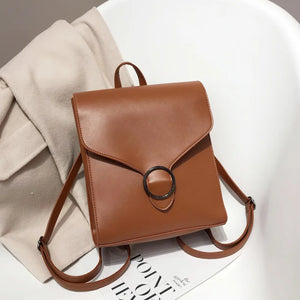 Vintage Women's PU Leather Backpack Girls School Bag