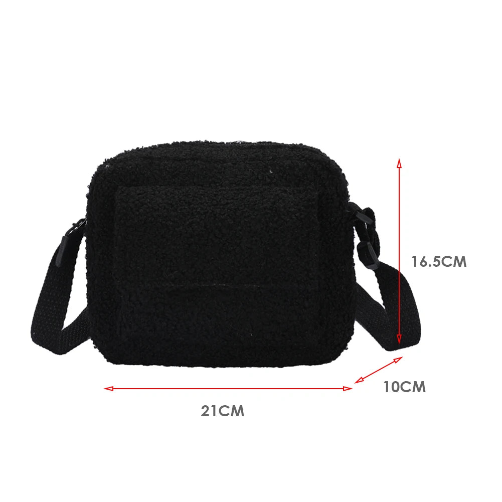 Vintage Lamb Wool Shoulder Bag Business Leisure Women Chain Purse