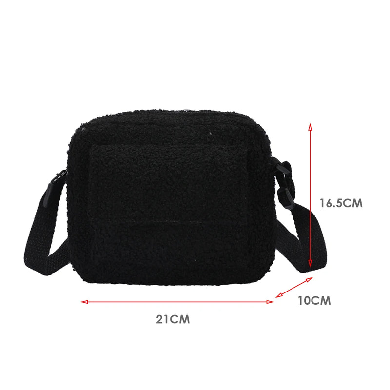 Vintage Lamb Wool Shoulder Bag Business Leisure Women Chain Purse