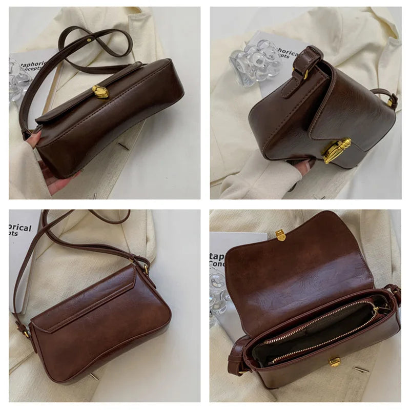 Vintage Flap Crossbody Bag Winter Trends Leather Shoulder Bag