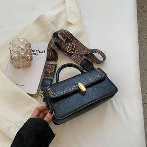 Vintage Flap Square Shoulder Bag for Women Casual Messenger Handbag