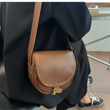 Vintage Flip Saddle Bag PU Leather Women's Handbag Shoulder Messenger Bag