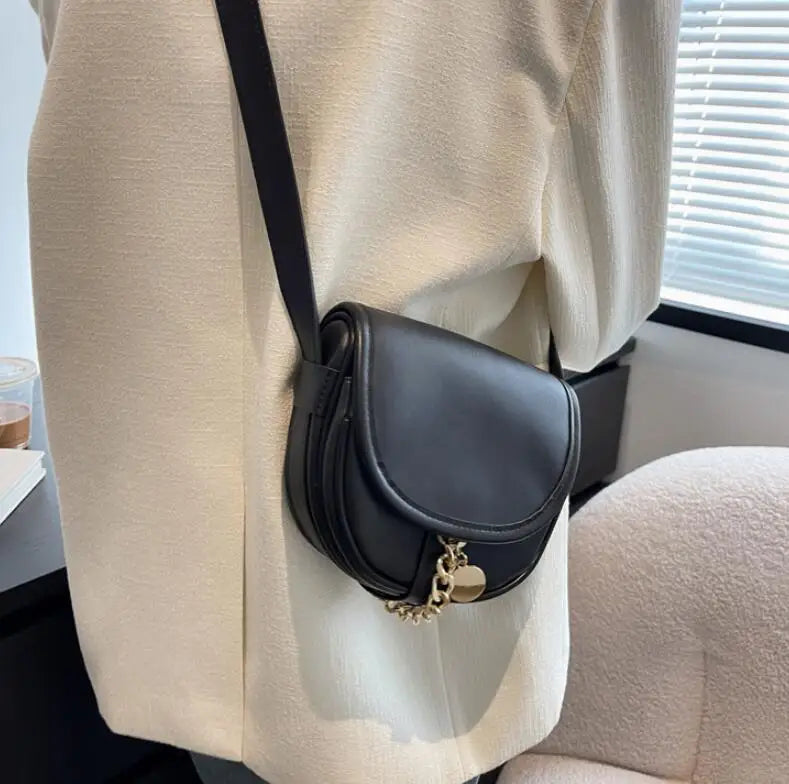 Vintage Flip Saddle Bag PU Leather Women's Handbag Shoulder Messenger Bag