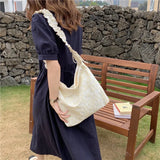 Vintage Floral Crossbody Bag Pink Pleated Shoulder Tote Handbag