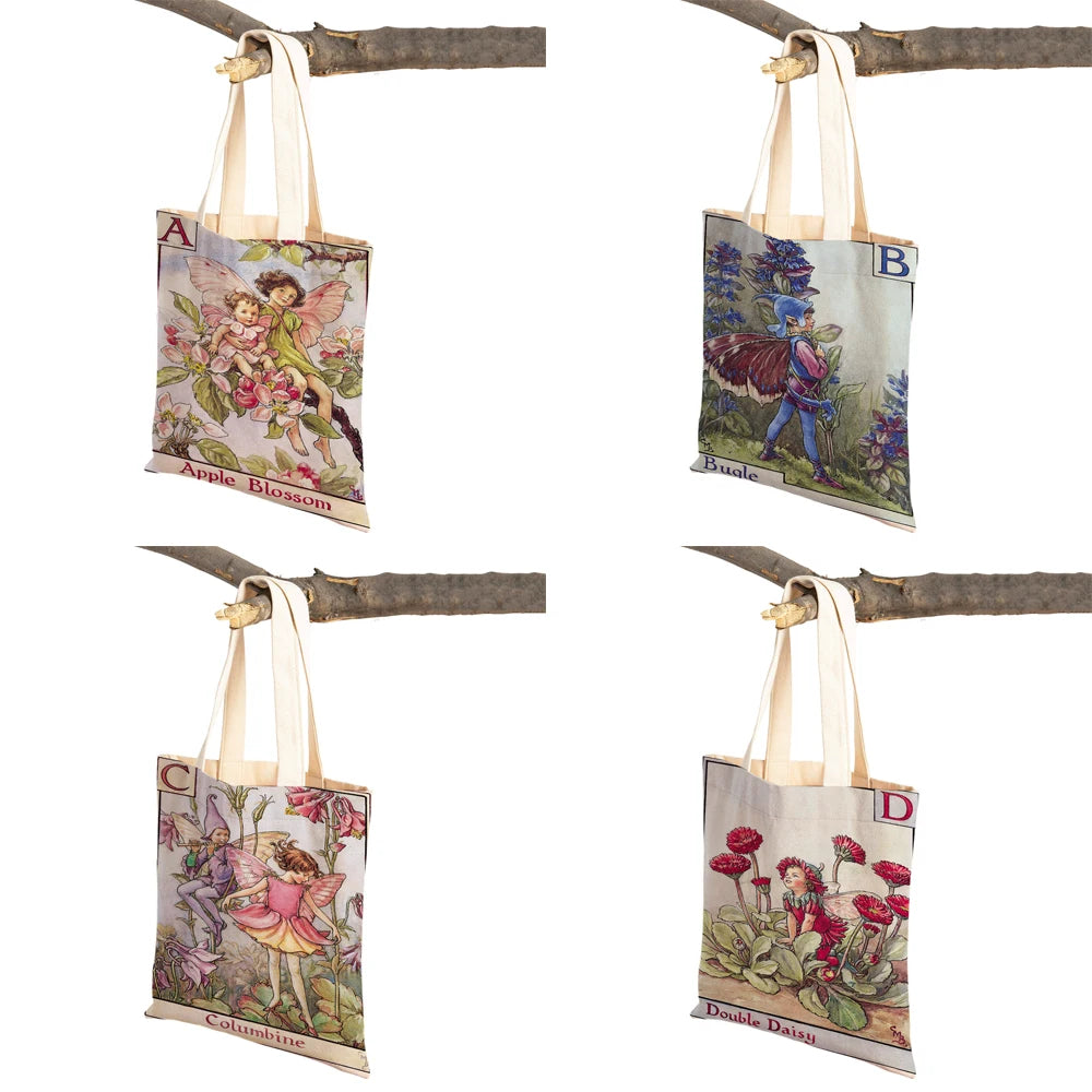 Vintage Floral Girl Cartoon Kid Tote Handbag for Girl