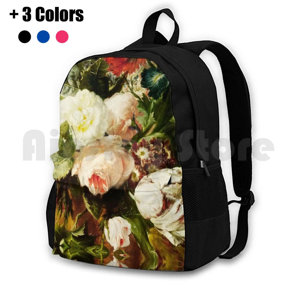 Vintage Floral Oil Painting Outdoor Hiking Backpack