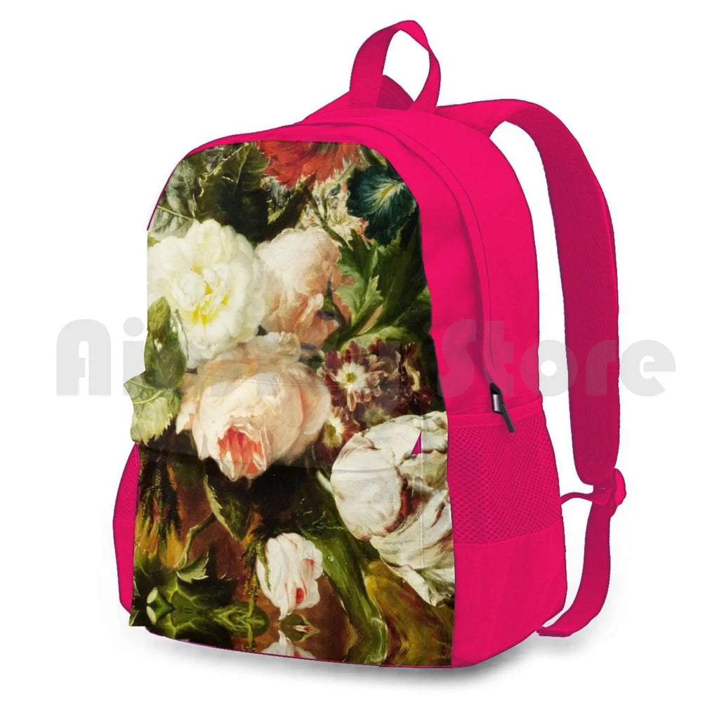 Vintage Floral Oil Painting Outdoor Hiking Backpack