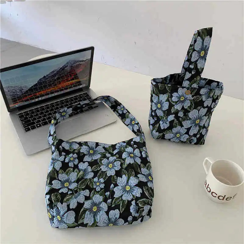 Vintage Floral Small Shoulder Bag Jacquard Fabric Ladies Handbag