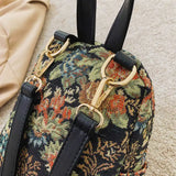Vintage Flower Embroidery Canvas Backpacks Women Mini Ethnic Backpack