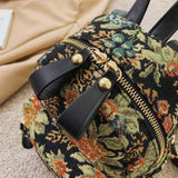 Vintage Flower Embroidery Canvas Backpacks Women Mini Ethnic Backpack