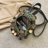 Vintage Flower Embroidery Canvas Backpacks Women Mini Ethnic Backpack
