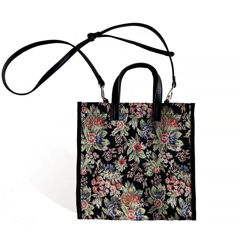 Vintage Flower Handbags Winter Shoulder Bag Ladies Tote Crossbody Messenger Bags