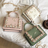 Vintage Flower Lace Handbags Women's Crossbody Bags Chain Ladies Messenger Bag E