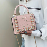 Vintage Flower Lace Handbags Women's Crossbody Bags Chain Ladies Messenger Bag E