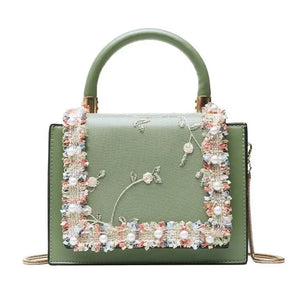 Vintage Flower Lace Crossbody Bag Chain Ladies Clutch Female Purses