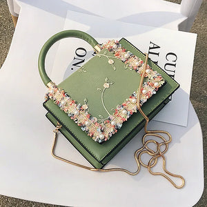 Vintage Flower Lace Crossbody Bag Chain Ladies Messenger Bag E