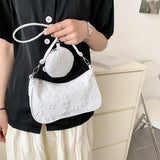 Vintage Flower Print Shoulder Bags with Mini Purse Pendants