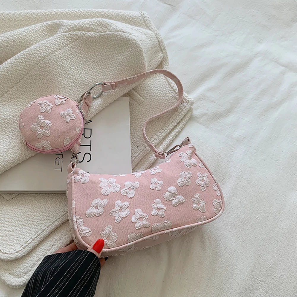Vintage Flower Printing Shoulder Underarm Bags