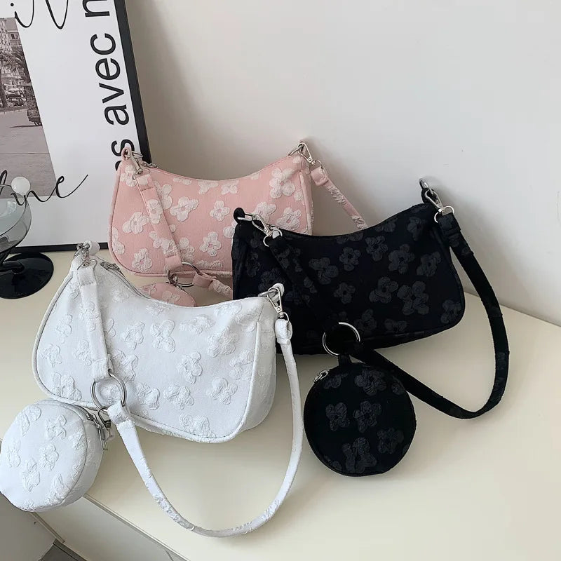 Vintage Flower Printing Underarm Bag
