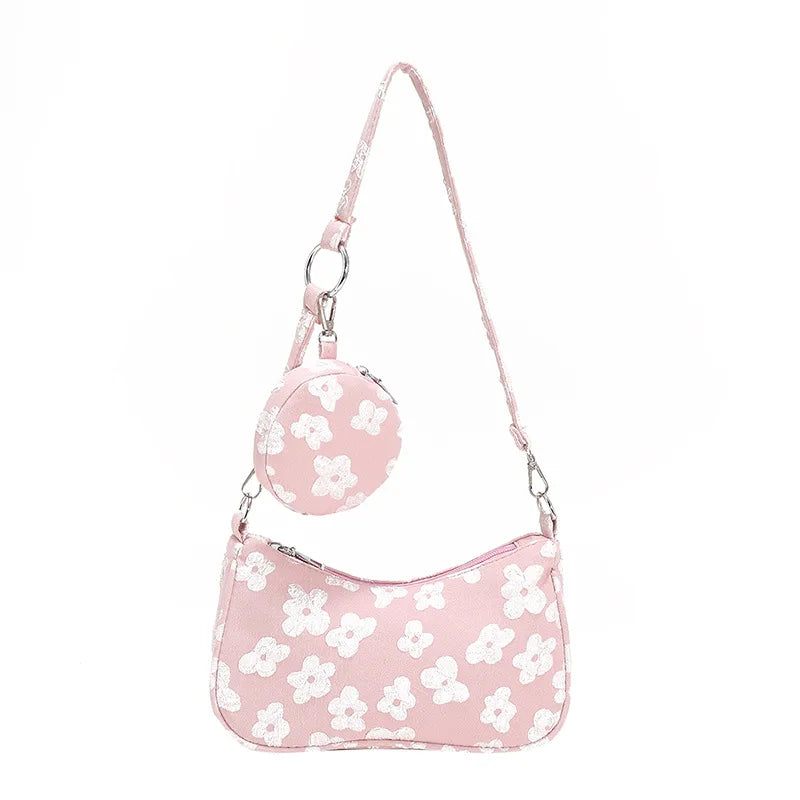Vintage Flower Printing Underarm Bag