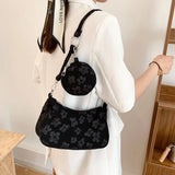 Vintage Flower Printing Shoulder Underarm Bags for Women
