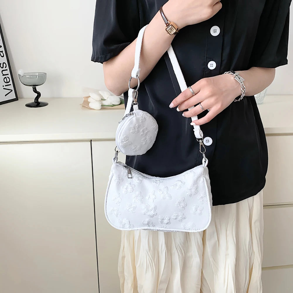 Vintage Flower Printing Shoulder Underarm Bags