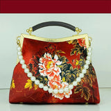 Vintage Flowers Beads Tassel Bag Chain Shoulder Crossbody Bag