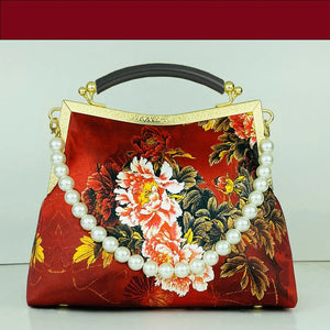 Vintage Flowers Beads Tassel Bag Chain Shoulder Crossbody Bag