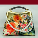 Vintage Flowers Beads Tassel Bag Chain Shoulder Crossbody Bag