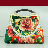 Vintage Flowers Beads Tassel Bag Chain Shoulder Crossbody Bag