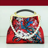Vintage Flowers Beads Tassel Bag Chain Shoulder Crossbody Bag