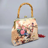 Vintage Flowers Bird Bag Women Shoulder Crossbody Bag Bamboo Lock Bags