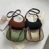 Vintage Frosted PU Leather Women's Half Moon Handbags