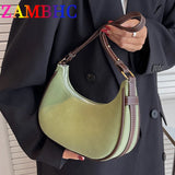Vintage Frosted PU Leather Women's Half Moon Handbags