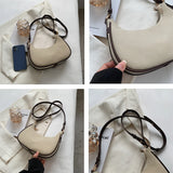 Vintage Frosted PU Leather Women's Half Moon Handbags