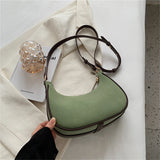 Vintage Frosted PU Leather Women's Half Moon Handbags
