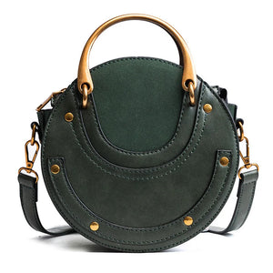 Vintage Frosted Small Round Bag Shoulder Bags for Women Female Handbags