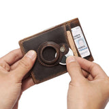 Vintage Leather AirTag Money Clip Wallet RFID Blocking Credit Card Bifold Wallet