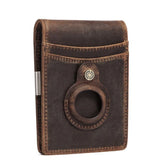 Vintage Leather AirTag Money Clip Wallet RFID Blocking Credit Card Bifold Wallet