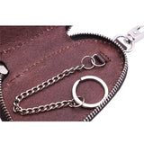 Vintage Leather Car Key Wallet Women Keychain Covers Zipper Key Case Bag