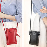 Vintage Leather Cell Phone Bag Soft Real Cowhide Crossbody Shoulder Bag