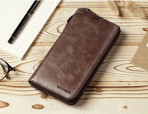 Vintage Leather Handbag Cow Men's Business Purse Wallet Organizer Moneybag