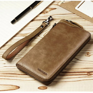 Vintage Leather Handbag Cow Men's Business Purse Wallet Organizer Moneybag