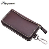 Vintage Leather Key Holder Housekeeper Women Car Key Wallets Female