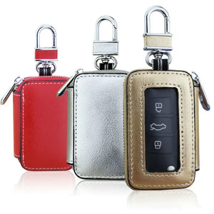 Vintage Leather Key Organizer Wallet Women Keychain Covers Zipper Key Case Bag M
