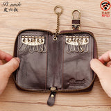Vintage Leather Key Wallet For Men Or Women Zipper Key Case Bag
