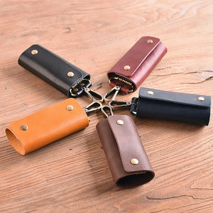 Vintage Leather Key Wallet Housekeeper Men Women Key Holder Organizer Pouch